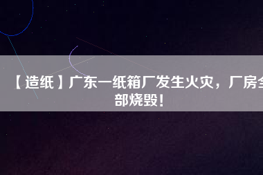 【造紙】廣東一紙箱廠發(fā)生火災(zāi)，廠房全部燒毀！