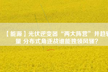 【能源】光伏逆變器“兩大陣營”并趨較量 分布式角逐戰(zhàn)誰能獨(dú)領(lǐng)風(fēng)騷?