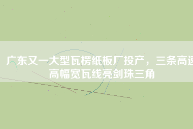 廣東又一大型瓦楞紙板廠投產(chǎn)，三條高速高幅寬瓦線亮劍珠三角
