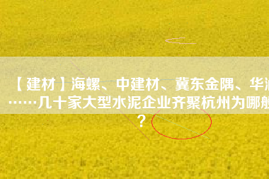 【建材】海螺、中建材、冀東金隅、華潤……幾十家大型水泥企業(yè)齊聚杭州為哪般？
