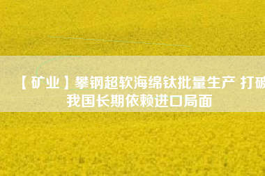 【礦業(yè)】攀鋼超軟海綿鈦批量生產(chǎn) 打破我國(guó)長(zhǎng)期依賴進(jìn)口局面