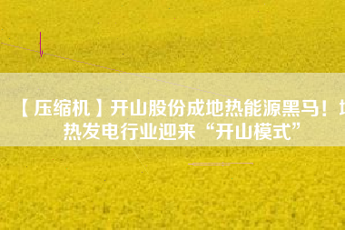 【壓縮機】開山股份成地?zé)崮茉春隈R！地?zé)岚l(fā)電行業(yè)迎來“開山模式”