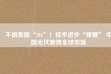 不懼美國“201”！技術(shù)進(jìn)步“撐腰” 中國光伏馳騁全球市場