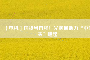 【電機(jī)】國(guó)貨當(dāng)自強(qiáng)！光潤(rùn)通助力“中國(guó)芯”崛起
          
