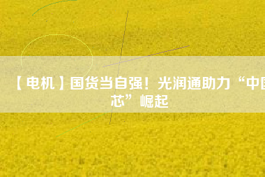 【電機(jī)】國(guó)貨當(dāng)自強(qiáng)！光潤(rùn)通助力“中國(guó)芯”崛起
          