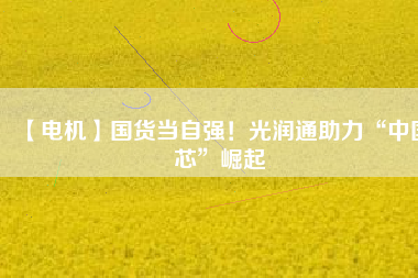 【電機(jī)】國(guó)貨當(dāng)自強(qiáng)！光潤(rùn)通助力“中國(guó)芯”崛起
          